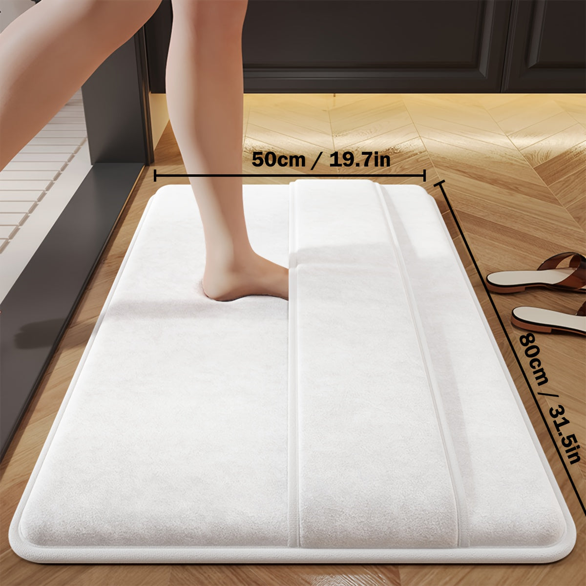 Thickened Absorbent Bathroom Mat Non-Slip Bath Foot Scrubber with Back Wipe Quick-Dry Pad