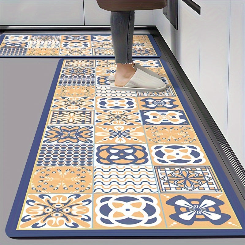 Retro Style Diatom Mud Mat - 3.7mm Thickness, Super Absorbent and Slip-Resistant for Safety – Perfect Bathroom, Kitchen Floor & Hotel Use, Home Decor, Elegant Flooring, Classic Pattern, Hand Wash Only, Durable Material, Nonslip Pad, Household Accessories,