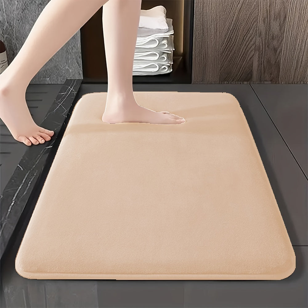 1pc Classic Minimalist Solid Color Soft Rebound Memory Foam Absorbent Non-Slip Bath Mat, Machine Washable Toilet Rug, Rugs for Bathroom, Bath Mats for Bathroom Floor Washable, Non Slip Bathtub Mat, Bathroom Mat Long, Large Bath Mat, Bathroom Rug, Shower