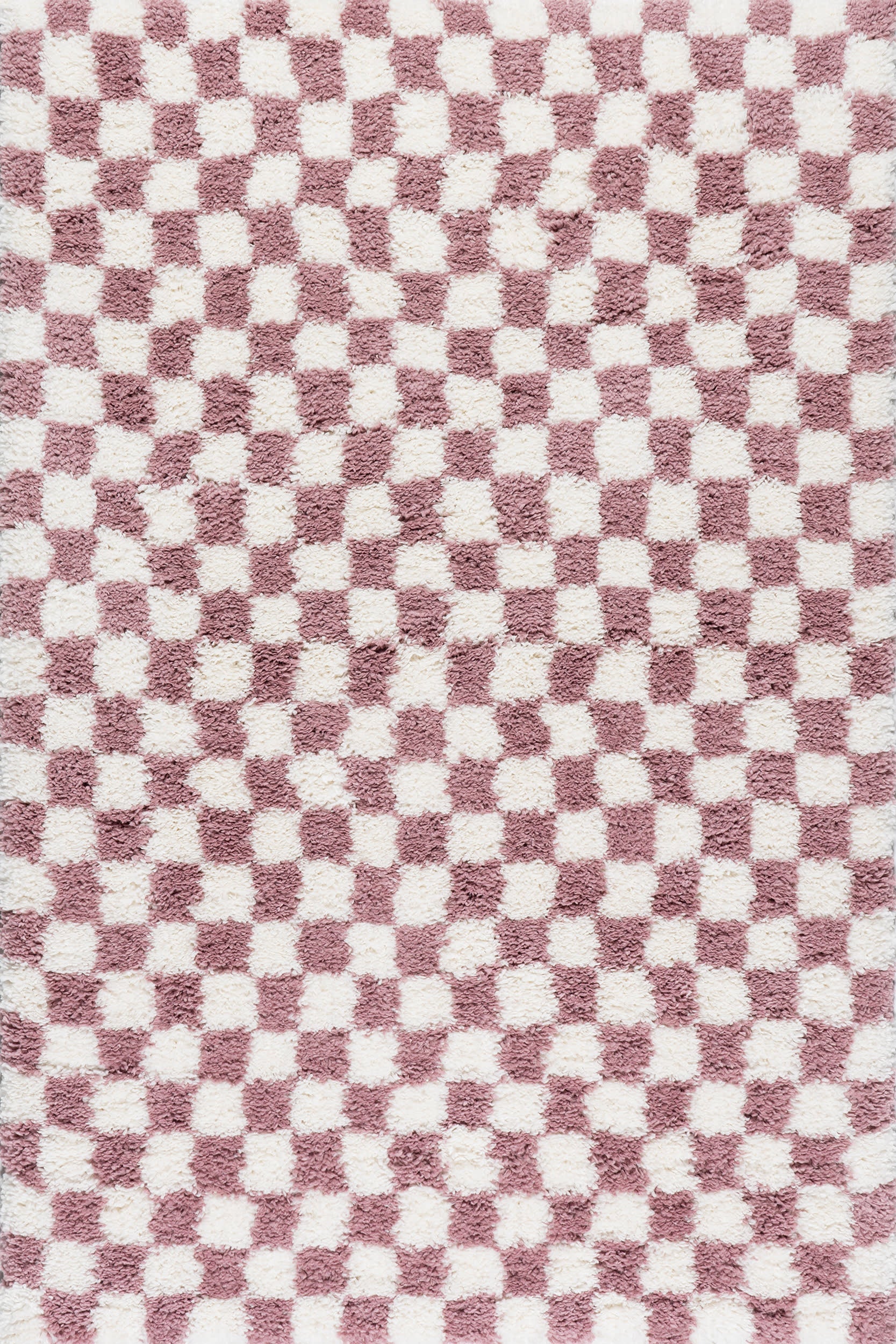 Bettie Retro Checkered Shag Rug | Pink