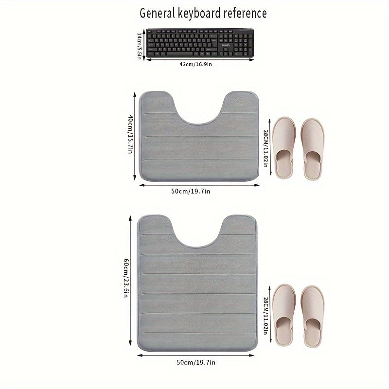 1pc U-shaped Contour. Super Soft. High Resilience Sponge. Coral Fleece. Bathroom Floor Mat, Quick Absorption, Washable, Machine Washable, Quick Drying, Thickened Non-slip Bath Mat, Carpet Soft and Comfortable, Very Suitable for Various Home Decoration