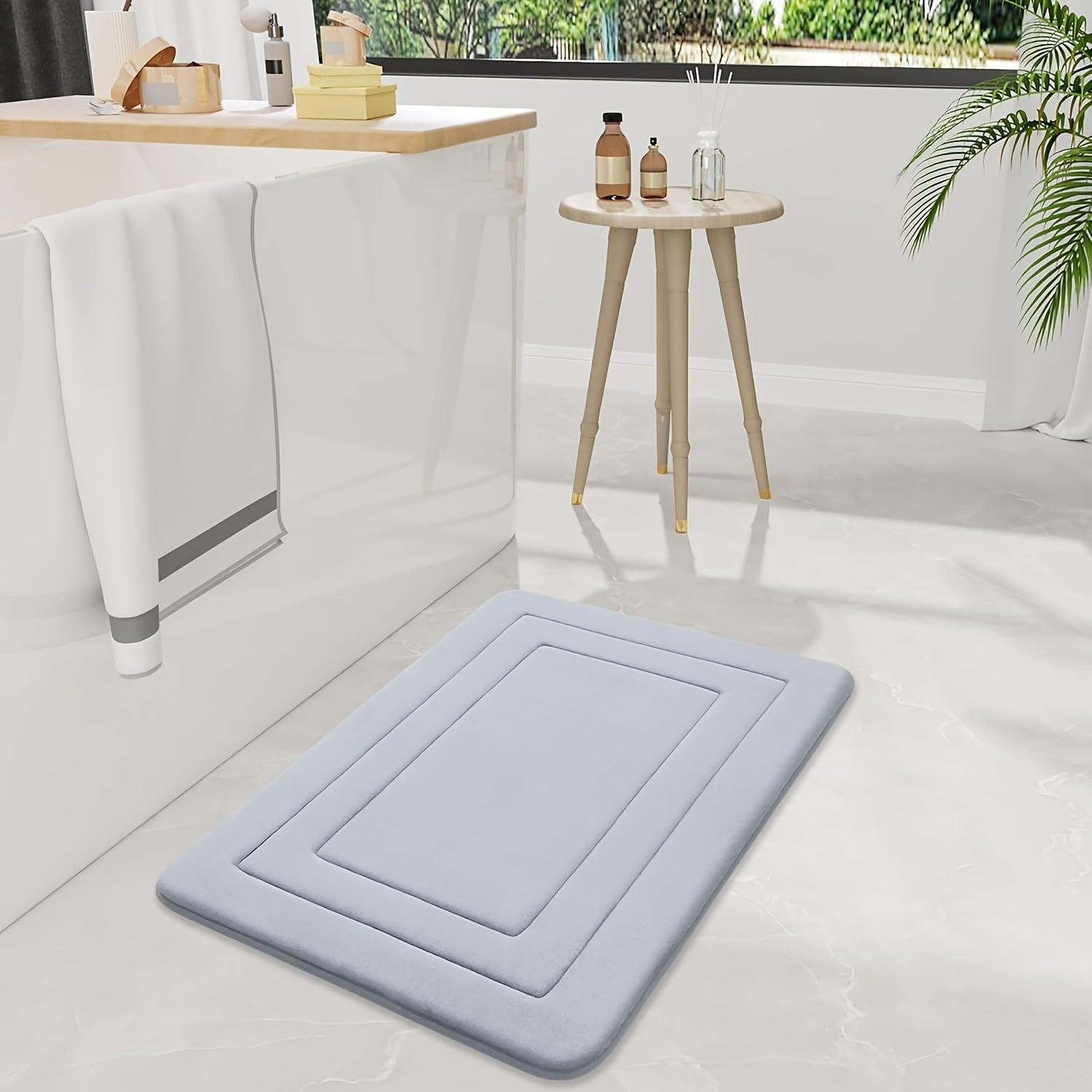 1pc Non-Slip Bath Mat - Extra Long Floor Mat (27.5x59"), Quick-Dry Bathroom, Kitchen, Office, Laundry Mat - Machine Washable Polyester Mat for Home, Spa, or Gift - Ideal for Women, Moms, Housewarming, Christmas, Birthday Presents - Easy Clean Bathroom,