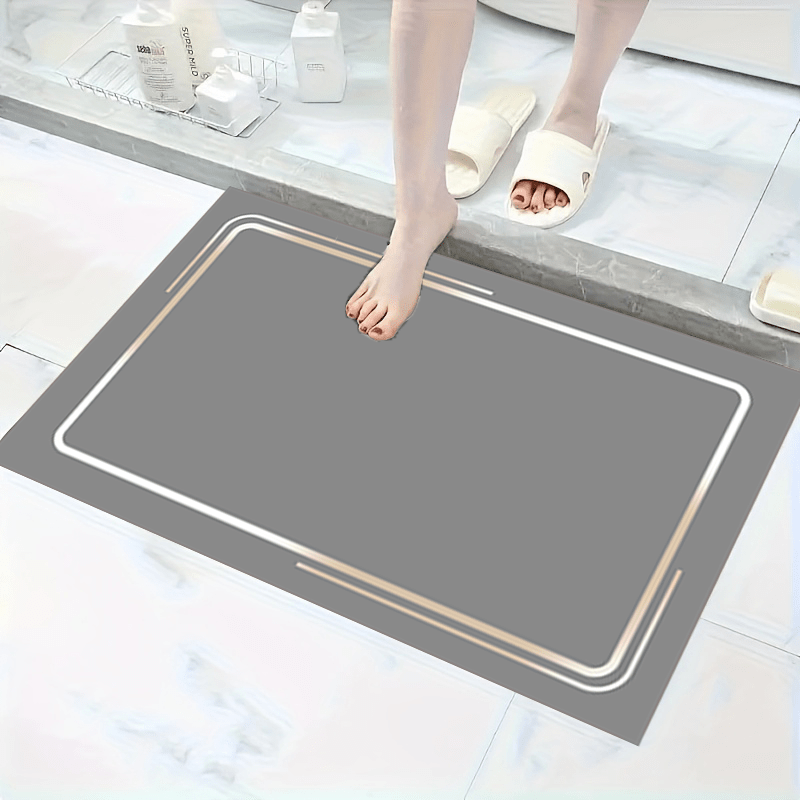 [Non-Slip Mat] 1pc Non-Slip Diatomaceous Earth Mat - Absorbent, Machine Washable, Rectangular Anti-Slip Rubber Mat with Black Border, 1000g/m², Ideal for Bathroom, Kitchen, and More