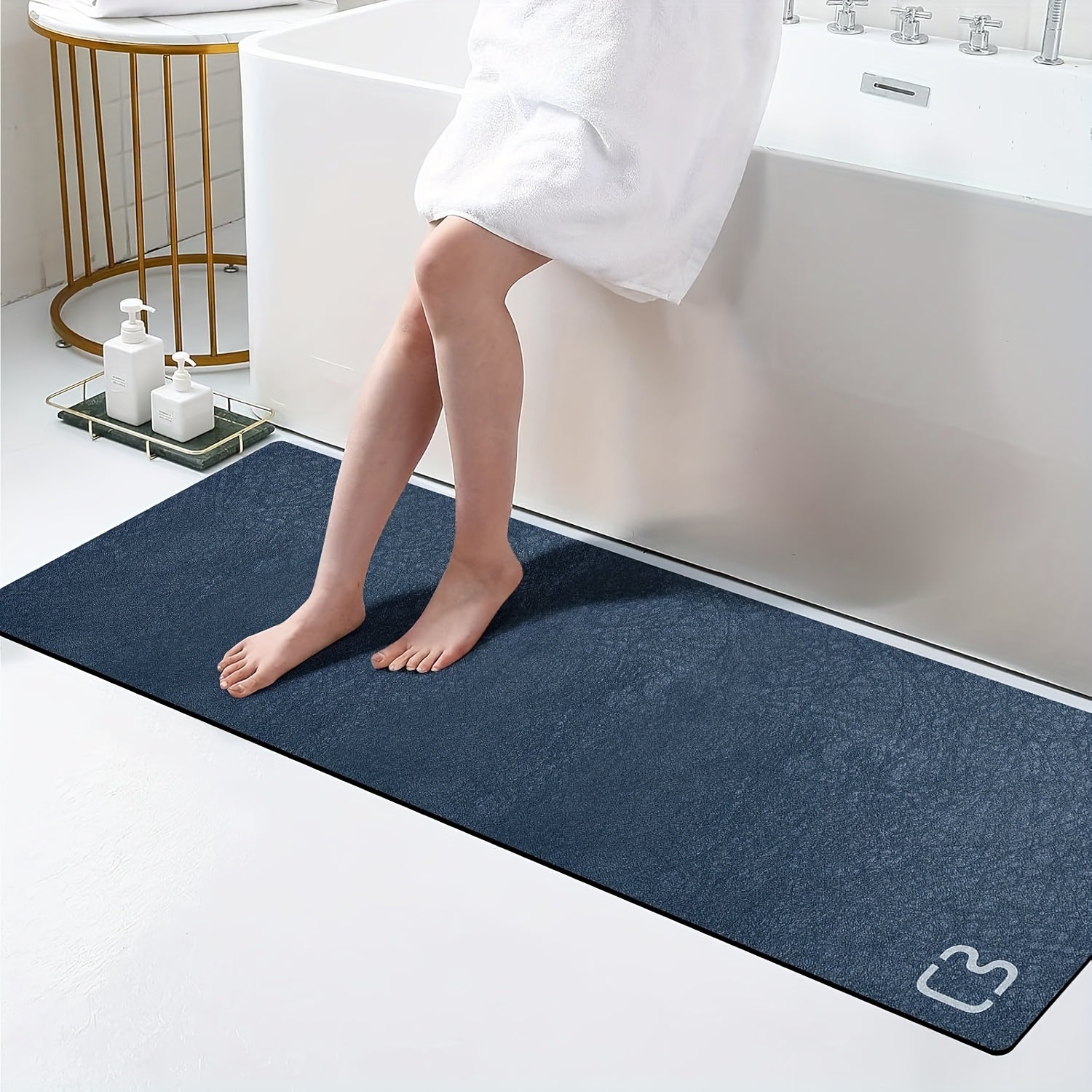 Diatomaceous Earth Bath Mat Bathroom Runner Rugs Long Quick Dry Bathroom Mat Non Slip Rubber Backed Shower Floor Mat,40*100cm