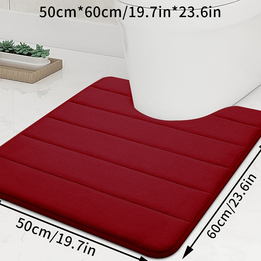 1pc U-shaped Contour. Super Soft. High Resilience Sponge. Coral Fleece. Bathroom Floor Mat, Quick Absorption, Washable, Machine Washable, Quick Drying, Thickened Non-slip Bath Mat, Carpet Soft and Comfortable, Very Suitable for Various Home Decoration