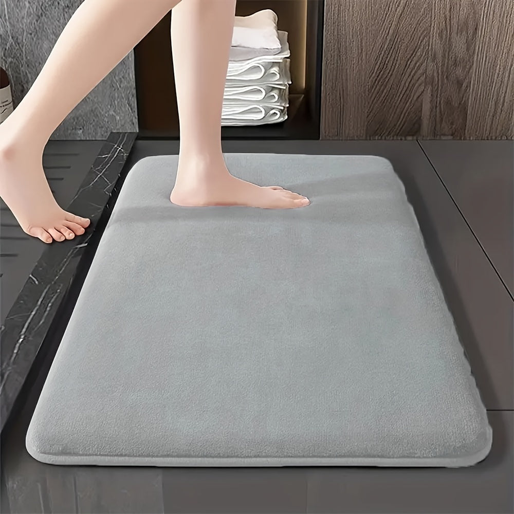 1pc Classic Minimalist Solid Color Soft Rebound Memory Foam Absorbent Non-Slip Bath Mat, Machine Washable Toilet Rug, Rugs for Bathroom, Bath Mats for Bathroom Floor Washable, Non Slip Bathtub Mat, Bathroom Mat Long, Large Bath Mat, Bathroom Rug, Shower