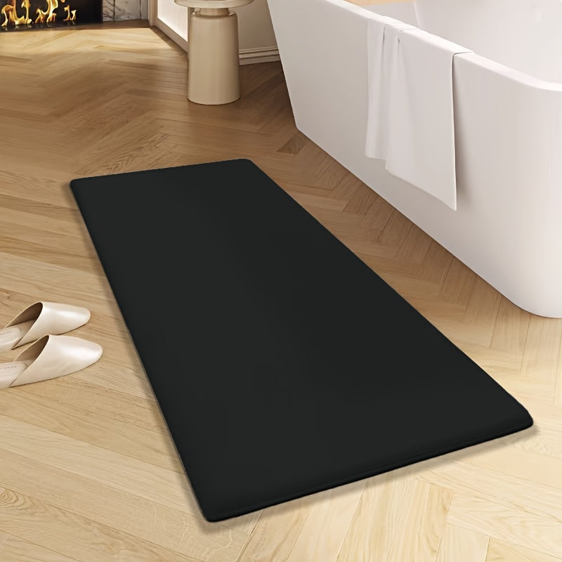 Non-Slip Bath Mat - Quick-Dry Bathroom Floor Mat with Non-Slip Backing, Machine Washable, Soft Cushioned Surface for Shower, Bathtub, Kitchen - Black Bathroom Decor - Durable Polyester Mat for Wet Areas, Bathroom Mat, Shower Safety, Simple Design, Plush