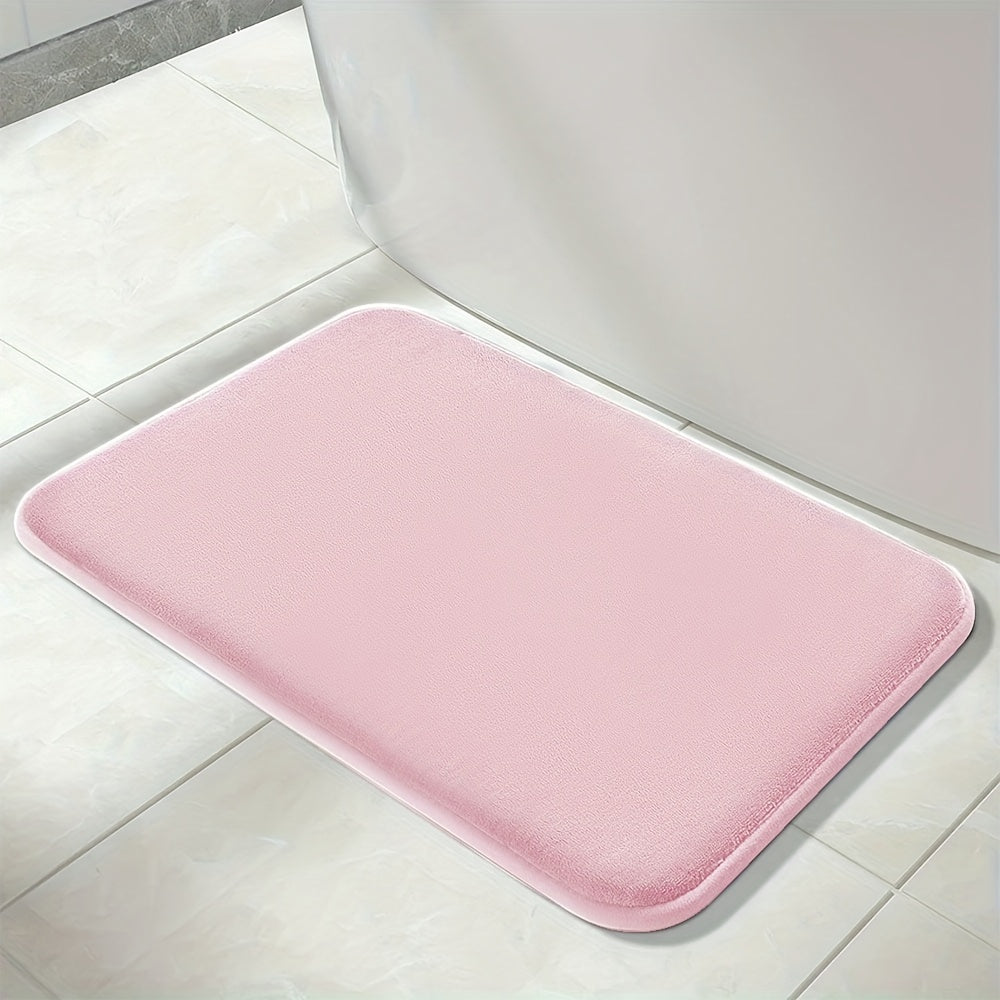 1pc Classic Minimalist Solid Color Soft Rebound Memory Foam Absorbent Non-Slip Bath Mat, Machine Washable Toilet Rug, Rugs for Bathroom, Bath Mats for Bathroom Floor Washable, Non Slip Bathtub Mat, Bathroom Mat Long, Large Bath Mat, Bathroom Rug, Shower