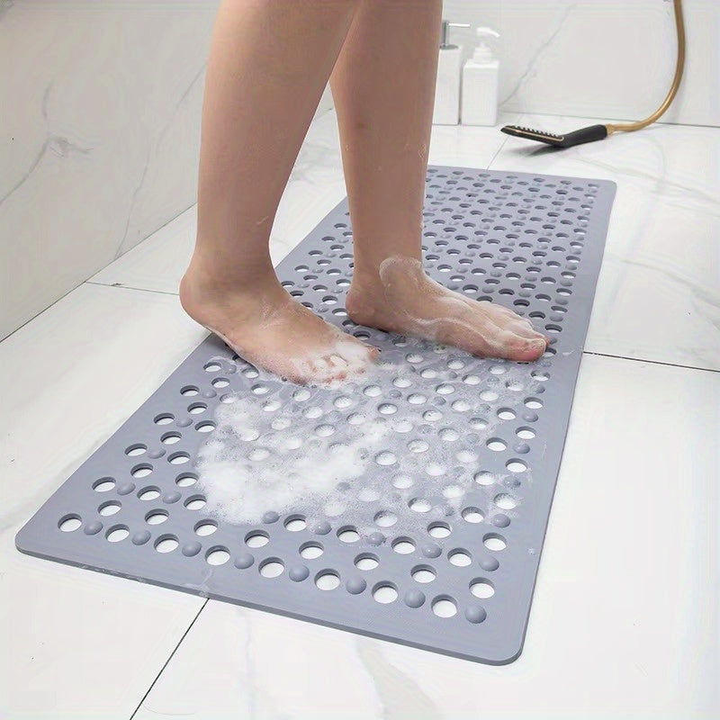 39" X 16" Extra Long Non-slip Bath Mat PVC Bathtub Mat Soft Shower Floor Mat with Drain Holes