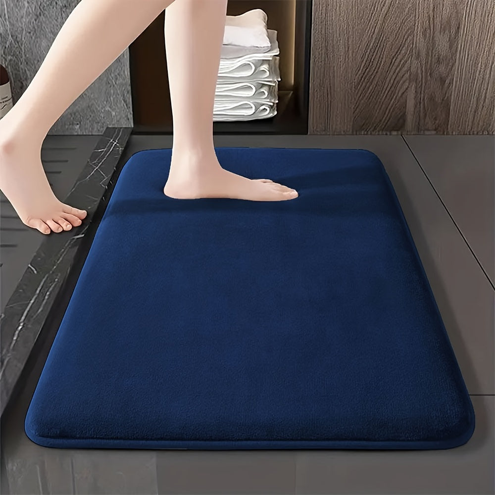 1pc Classic Minimalist Solid Color Soft Rebound Memory Foam Absorbent Non-Slip Bath Mat, Machine Washable Toilet Rug, Rugs for Bathroom, Bath Mats for Bathroom Floor Washable, Non Slip Bathtub Mat, Bathroom Mat Long, Large Bath Mat, Bathroom Rug, Shower