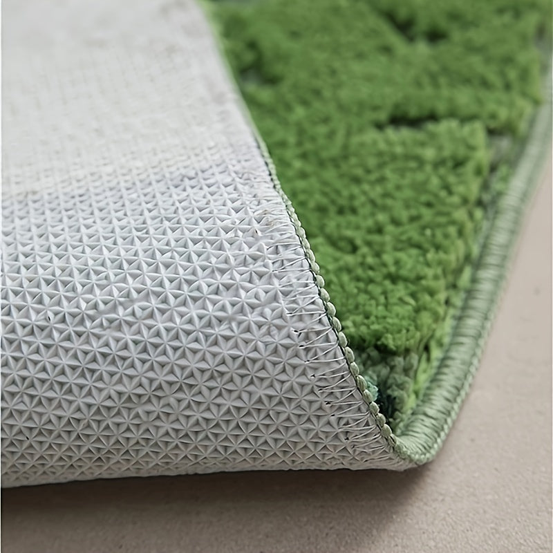 Ultra-Soft Plush Moss-Shaped Bath Mat with Non-Slip TPR Backing - Super Absorbent Polyester, Machine Washable Rectangular Rug for Bathroom Decor