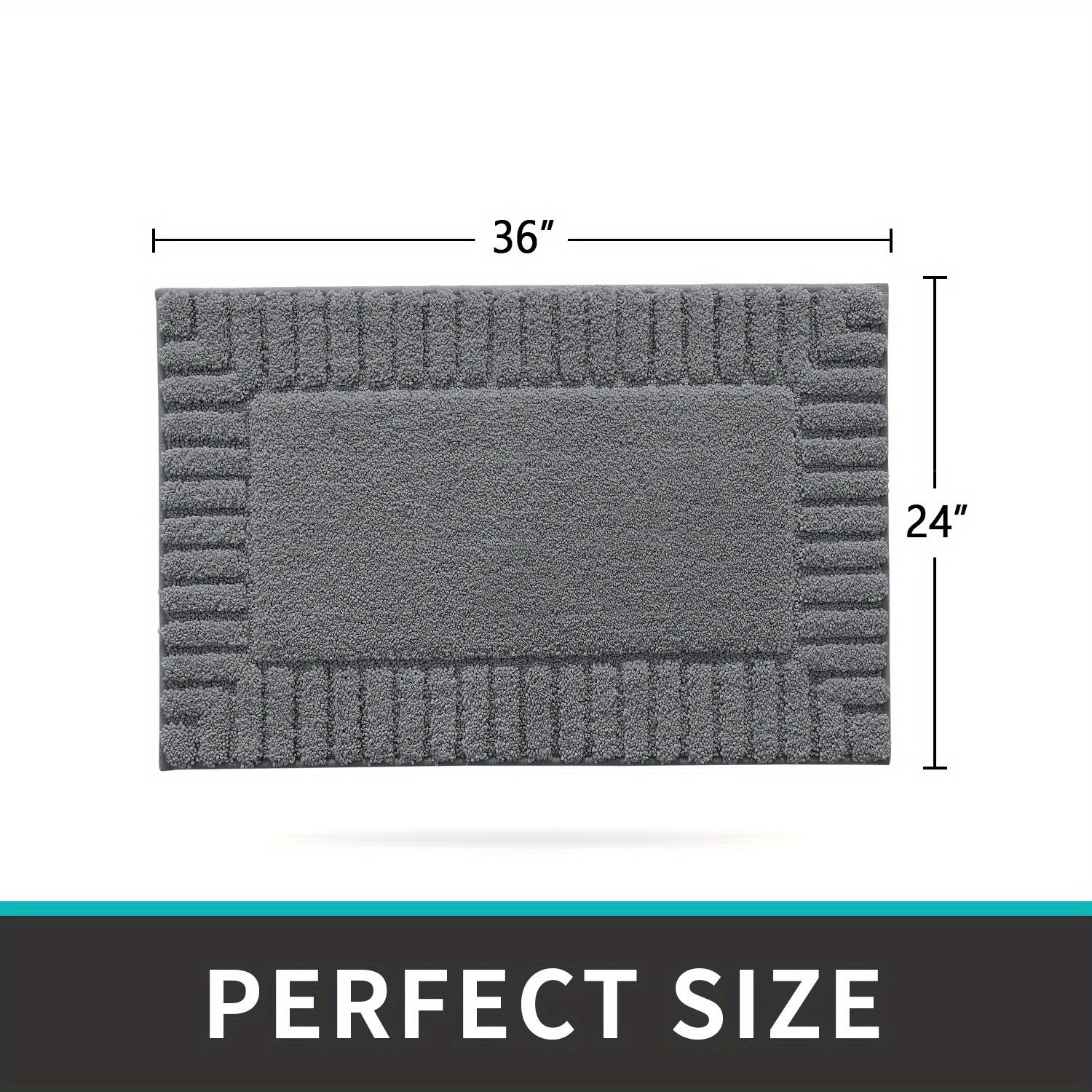 DAJIANG Bath Mat Bathroom Rugs Shower Bathmat Absorbent Washable Carpet Mats for Floor Non Slip 16"x24" Dark Grey