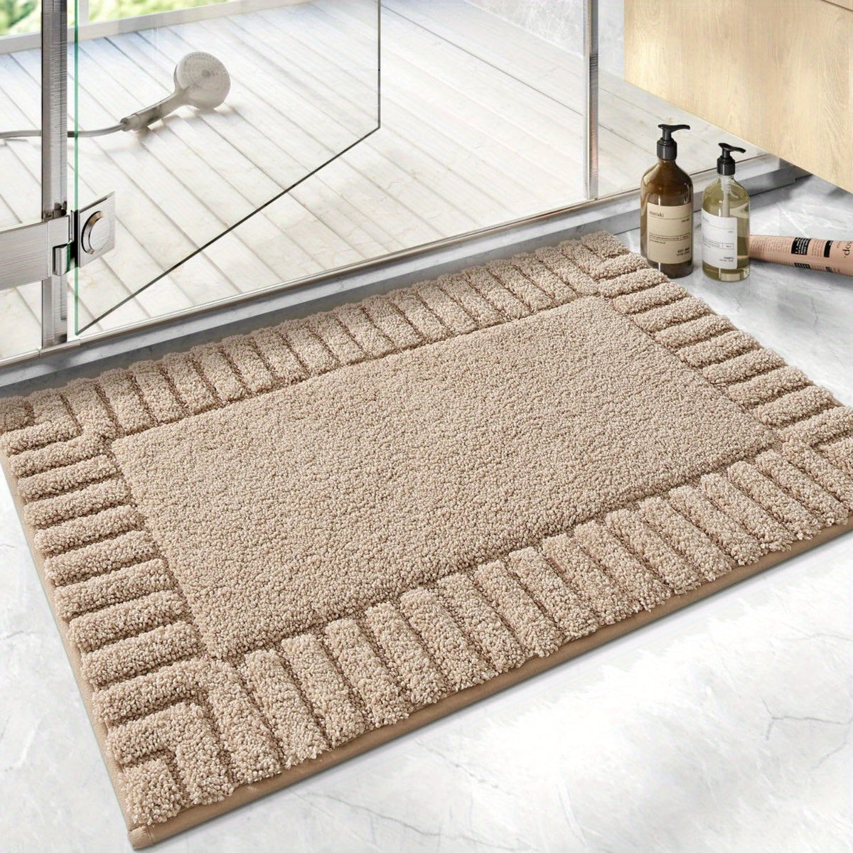 DAJIANG Bath Mat Bathroom Rugs Shower Bathmat Absorbent Washable Carpet Mats for Floor Non Slip 16"x24" Dark Grey