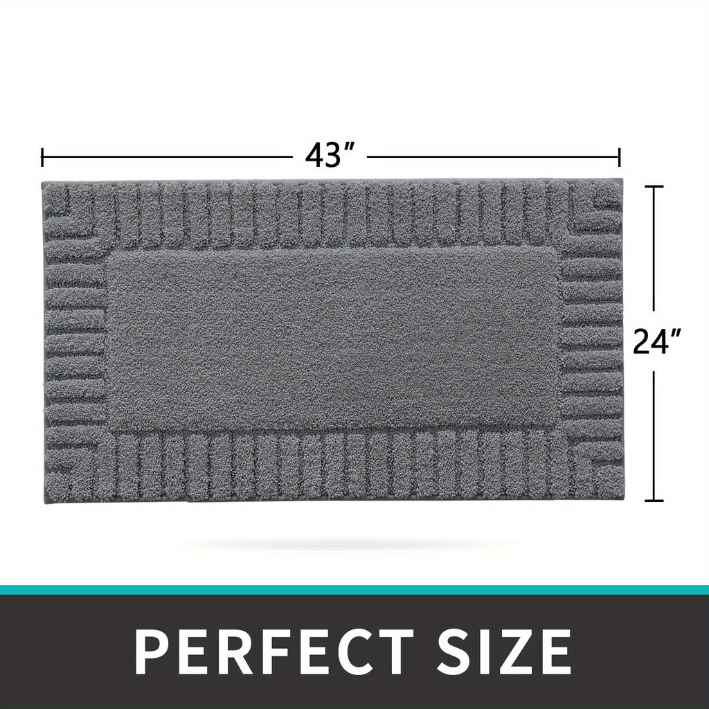 DAJIANG Bath Mat Bathroom Rugs Shower Bathmat Absorbent Washable Carpet Mats for Floor Non Slip 16"x24" Dark Grey