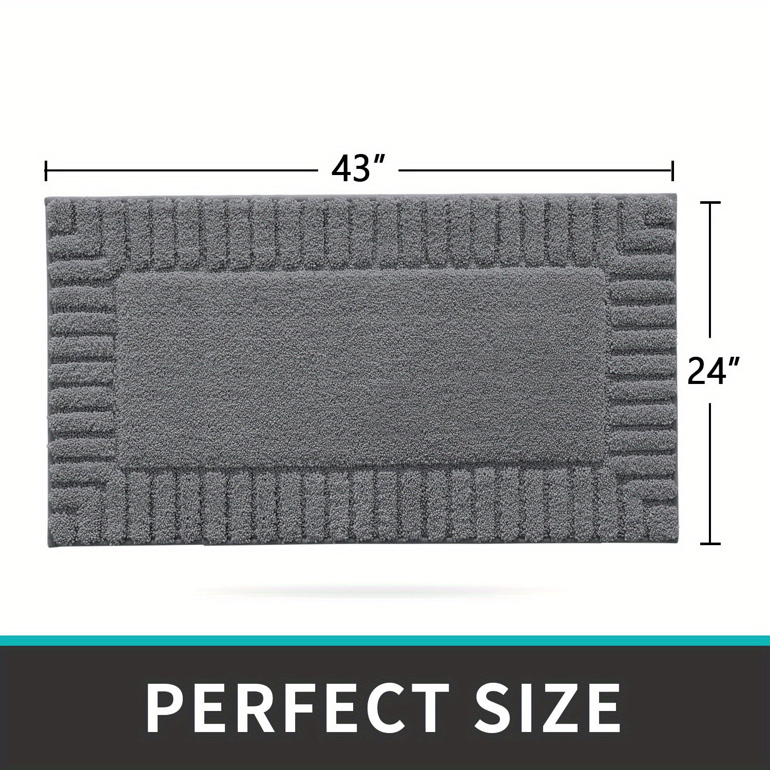 DAJIANG Bath Mat Bathroom Rugs Shower Bathmat Absorbent Washable Carpet Mats for Floor Non Slip 16"x24" Dark Grey