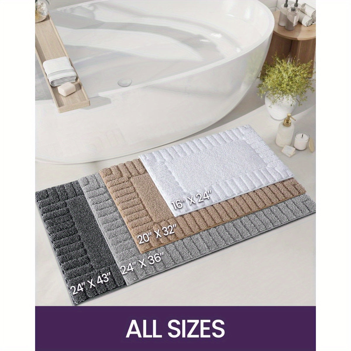 DAJIANG Bath Mat Bathroom Rugs Shower Bathmat Absorbent Washable Carpet Mats for Floor Non Slip 16"x24" Dark Grey
