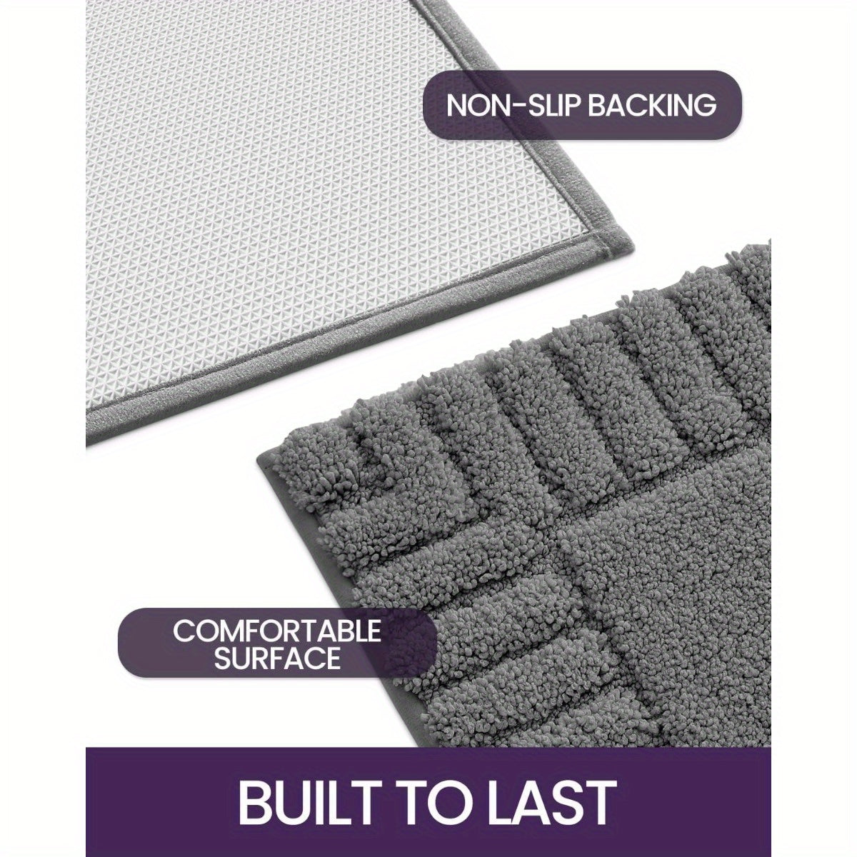 DAJIANG Bath Mat Bathroom Rugs Shower Bathmat Absorbent Washable Carpet Mats for Floor Non Slip 16"x24" Dark Grey