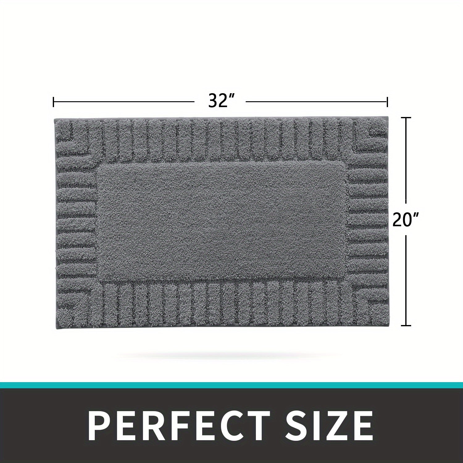 DAJIANG Bath Mat Bathroom Rugs Shower Bathmat Absorbent Washable Carpet Mats for Floor Non Slip 16"x24" Dark Grey