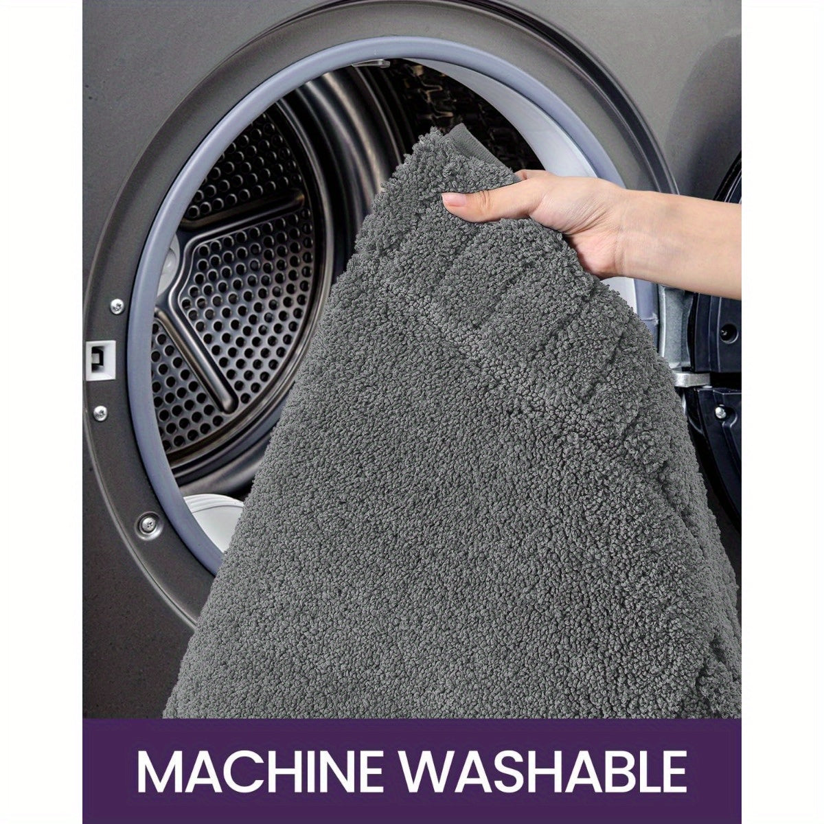 DAJIANG Bath Mat Bathroom Rugs Shower Bathmat Absorbent Washable Carpet Mats for Floor Non Slip 16"x24" Dark Grey