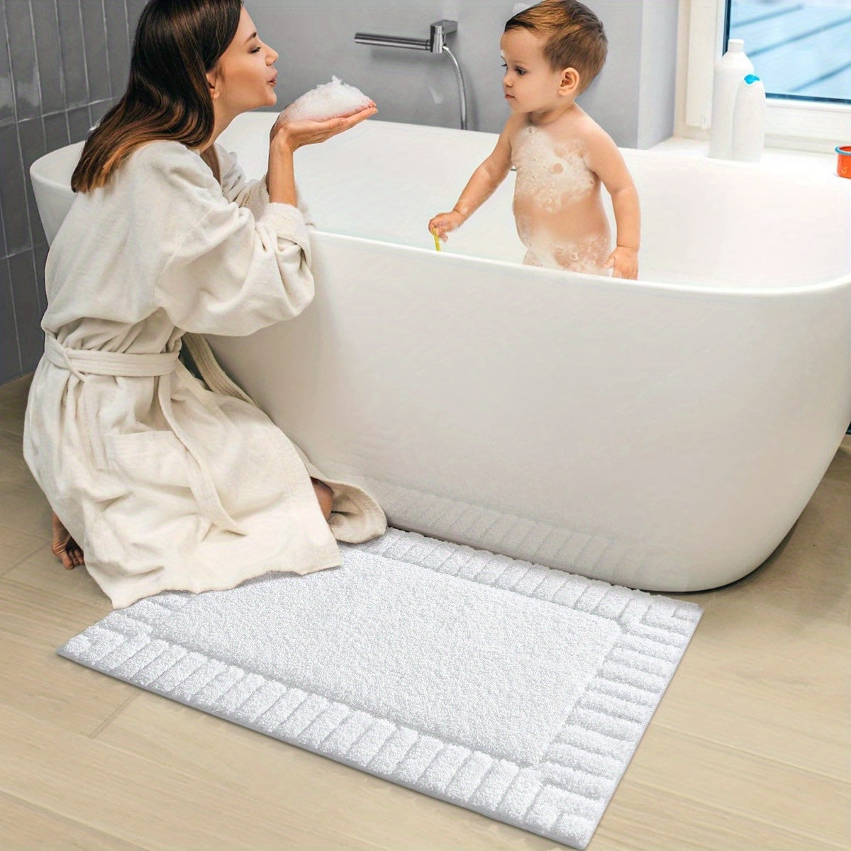 DAJIANG Bath Mat Bathroom Rugs Shower Bathmat Absorbent Washable Carpet Mats for Floor Non Slip 16"x24" Dark Grey