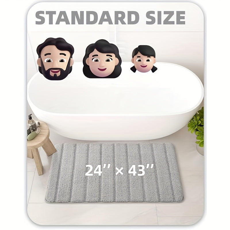 1pc Non Slip Bath Mat, Super Absorbent Floor Mat, Rubber Backing Bathroom Rug, Machine Washable Shower Mat for Bathroom, Laundry, Shower, Tub, Floor, Bathroom Accessories And Home Decor