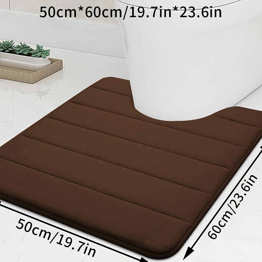 1pc U-shaped Contour. Super Soft. High Resilience Sponge. Coral Fleece. Bathroom Floor Mat, Quick Absorption, Washable, Machine Washable, Quick Drying, Thickened Non-slip Bath Mat, Carpet Soft and Comfortable, Very Suitable for Various Home Decoration