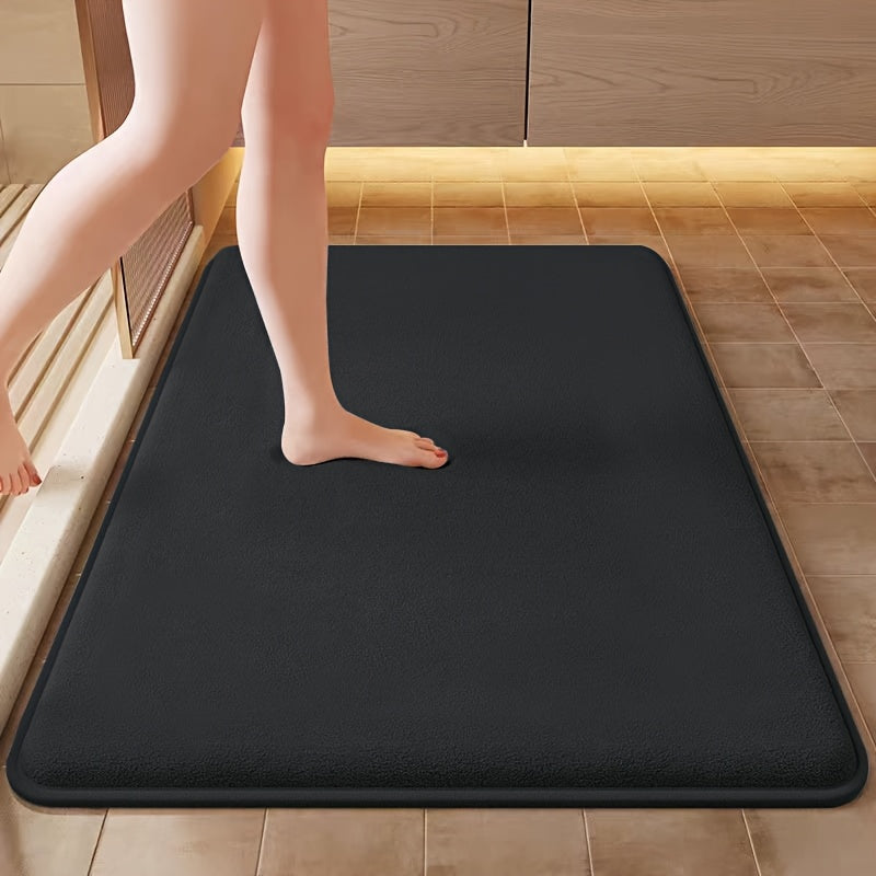 Non-Slip Bath Mat - Quick-Dry Bathroom Floor Mat with Non-Slip Backing, Machine Washable, Soft Cushioned Surface for Shower, Bathtub, Kitchen - Black Bathroom Decor - Durable Polyester Mat for Wet Areas, Bathroom Mat, Shower Safety, Simple Design, Plush