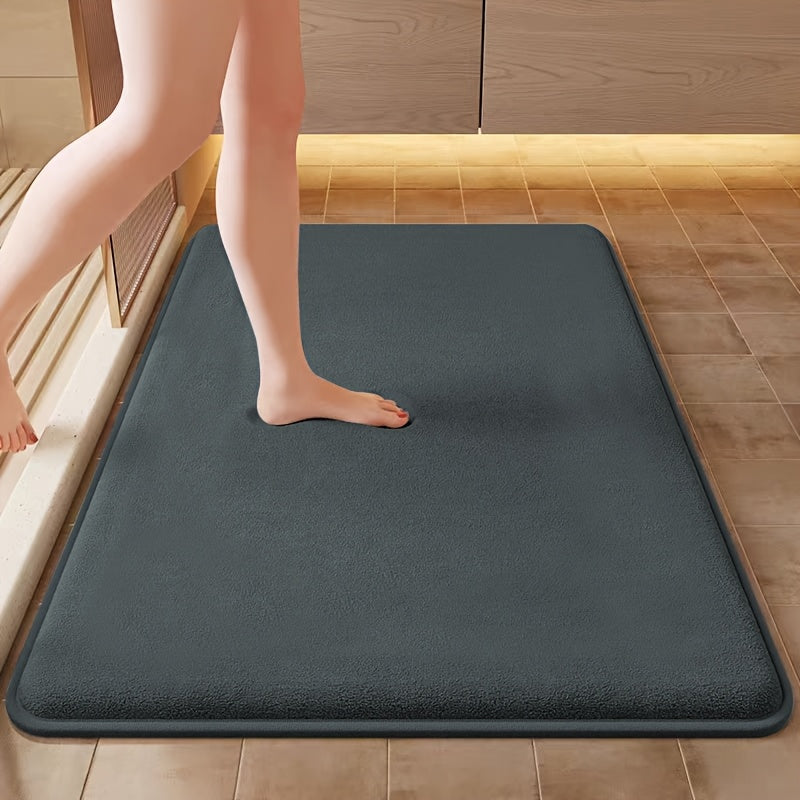 Non-Slip Bath Mat - Quick-Dry Bathroom Floor Mat with Non-Slip Backing, Machine Washable, Soft Cushioned Surface for Shower, Bathtub, Kitchen - Black Bathroom Decor - Durable Polyester Mat for Wet Areas, Bathroom Mat, Shower Safety, Simple Design, Plush