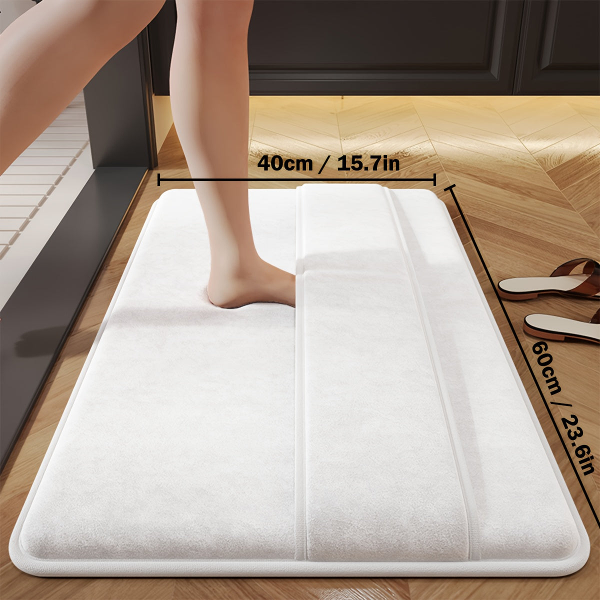 Thickened Absorbent Bathroom Mat Non-Slip Bath Foot Scrubber with Back Wipe Quick-Dry Pad