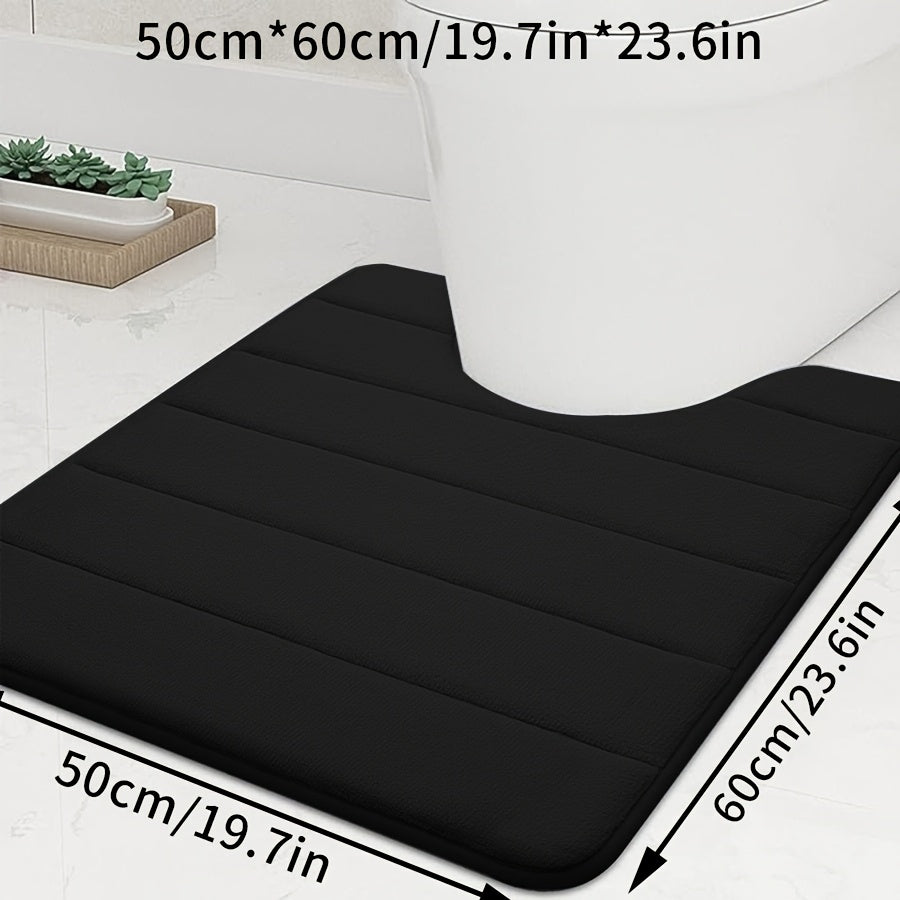 1pc U-shaped Contour. Super Soft. High Resilience Sponge. Coral Fleece. Bathroom Floor Mat, Quick Absorption, Washable, Machine Washable, Quick Drying, Thickened Non-slip Bath Mat, Carpet Soft and Comfortable, Very Suitable for Various Home Decoration
