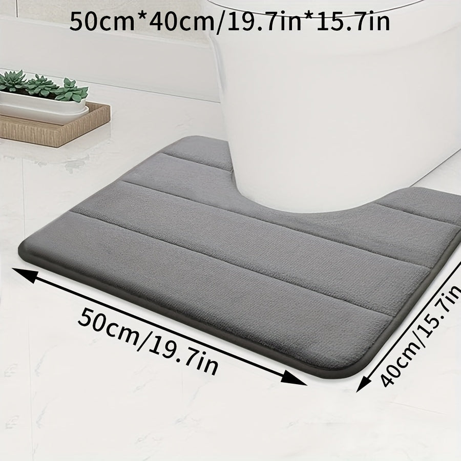 1pc U-shaped Contour. Super Soft. High Resilience Sponge. Coral Fleece. Bathroom Floor Mat, Quick Absorption, Washable, Machine Washable, Quick Drying, Thickened Non-slip Bath Mat, Carpet Soft and Comfortable, Very Suitable for Various Home Decoration