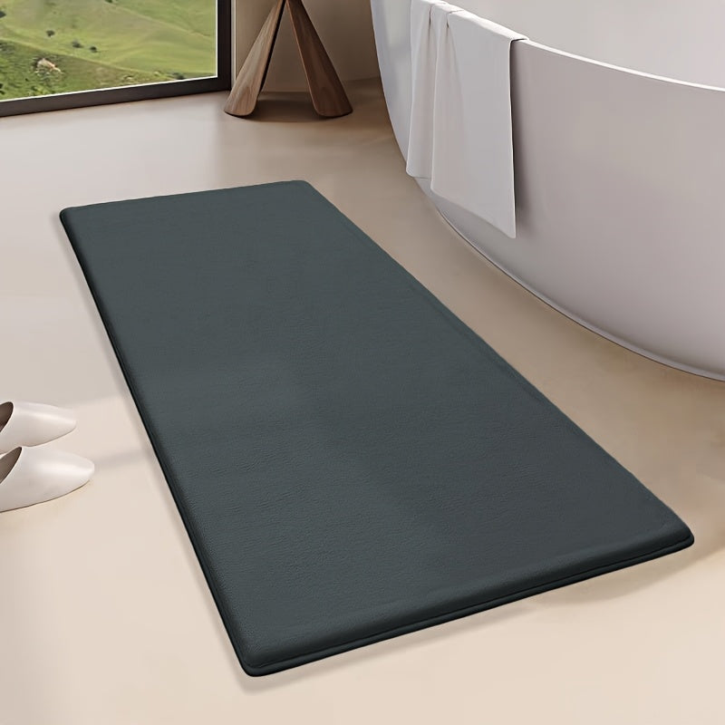 Non-Slip Bath Mat - Quick-Dry Bathroom Floor Mat with Non-Slip Backing, Machine Washable, Soft Cushioned Surface for Shower, Bathtub, Kitchen - Black Bathroom Decor - Durable Polyester Mat for Wet Areas, Bathroom Mat, Shower Safety, Simple Design, Plush