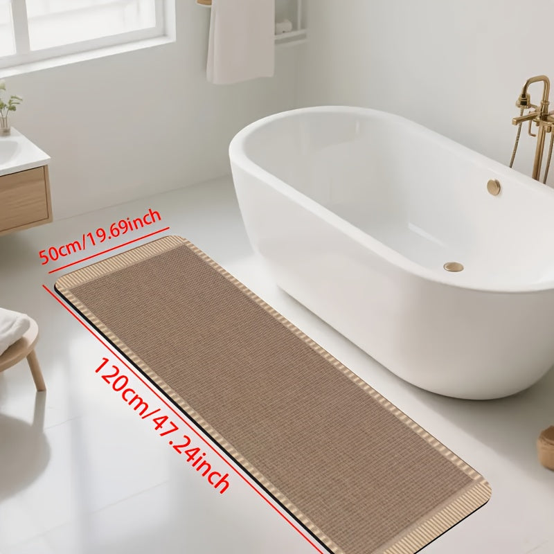1pc Diatomite Bath Mat, Modern Striped Border Print Design, Quick-Dry Non-Slip Absorbent Floor Rug, Soft and Comfortable for Bathroom, Shower, Laundry Room, Bedroom, Doorway, Kitchen, RV Bathroom