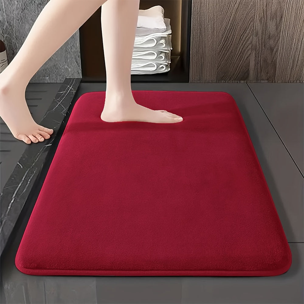 1pc Classic Minimalist Solid Color Soft Rebound Memory Foam Absorbent Non-Slip Bath Mat, Machine Washable Toilet Rug, Rugs for Bathroom, Bath Mats for Bathroom Floor Washable, Non Slip Bathtub Mat, Bathroom Mat Long, Large Bath Mat, Bathroom Rug, Shower