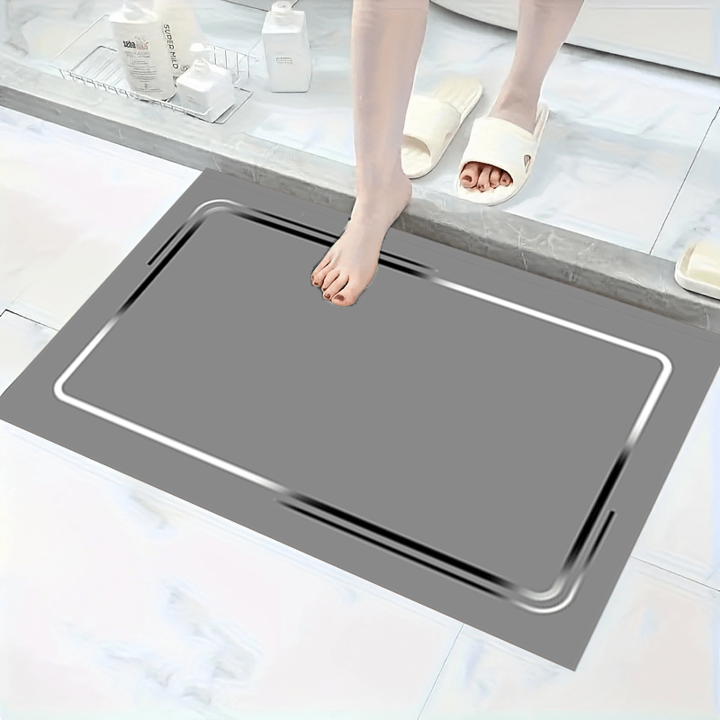 [Non-Slip Mat] 1pc Non-Slip Diatomaceous Earth Mat - Absorbent, Machine Washable, Rectangular Anti-Slip Rubber Mat with Black Border, 1000g/m², Ideal for Bathroom, Kitchen, and More