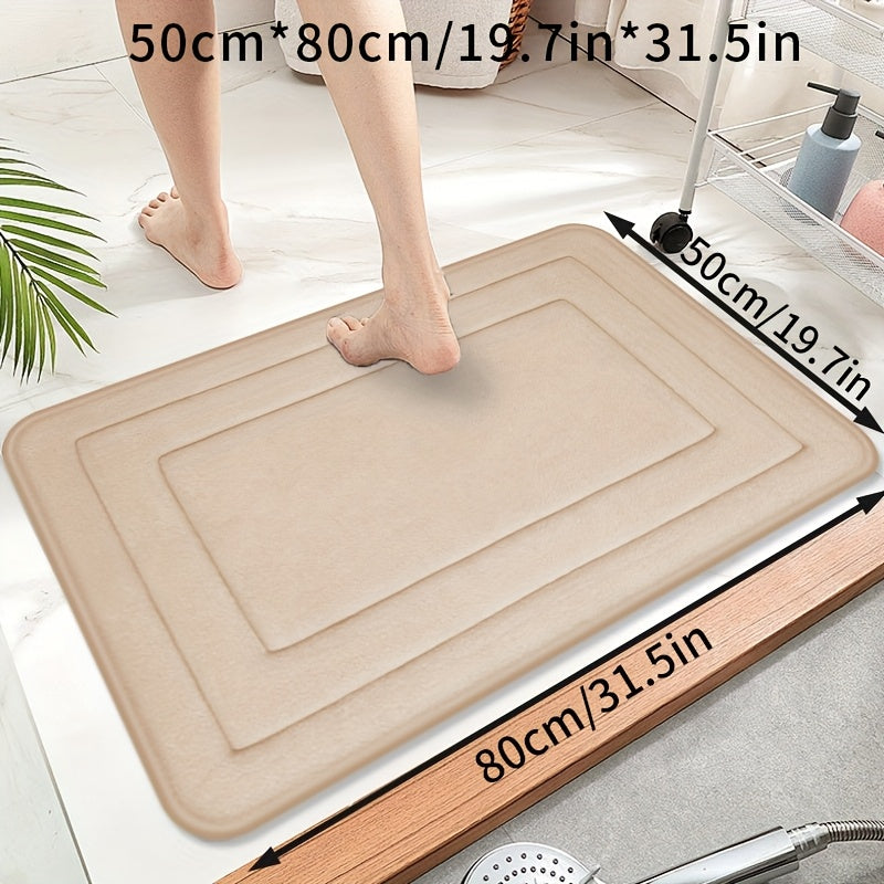 1pc Vintage Coral Fleece Bath Mat, Absorbent Non-Slip Kitchen Rug, Long Strip Floor Mat, Comfortable Standing Pad for Living Room, Bedroom, Bathroom, Sink, Laundry, Office - 650gsm Fabric, Machine Washable, Bathroom Rug