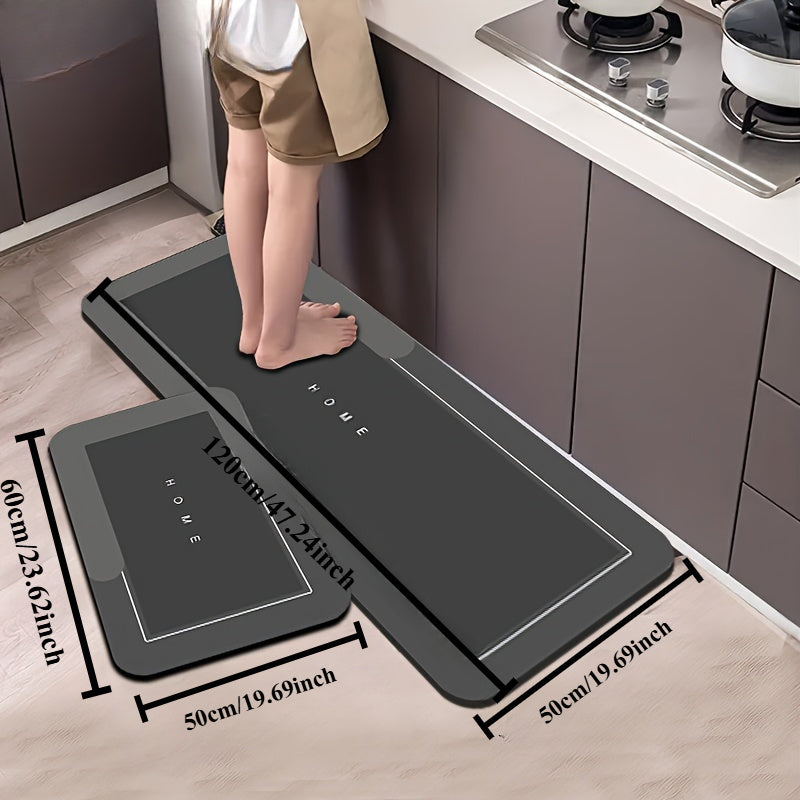 [2pcs Super Absorbent Bath Mats] 2pcs Super Absorbent & Fast-Drying Diatomaceous Earth Kitchen & Bath Mats | Anti-Slip, Durable Polyester Fabric with Rubber Backing, Machine Washable for Bathroom, Living Room, Kitchen Floor Protection, Sleek Mat Design