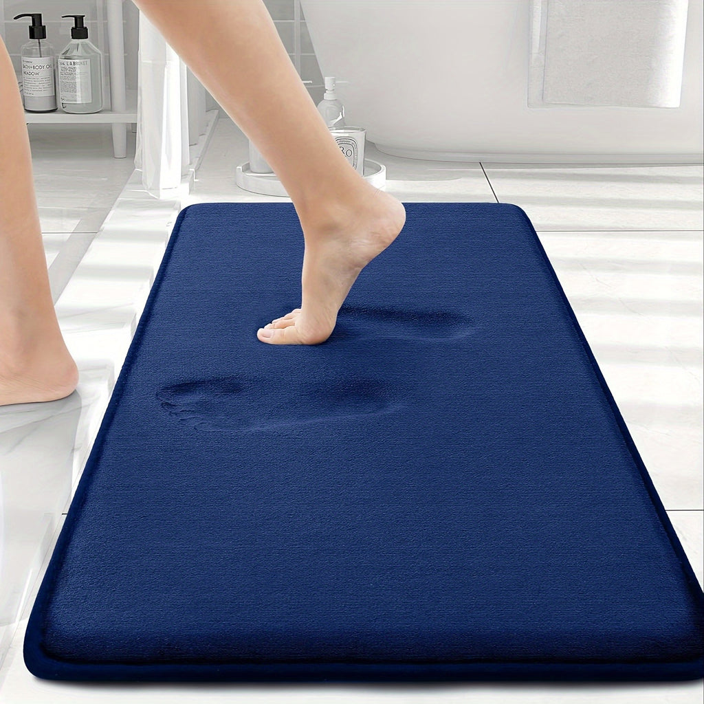 Non-Slip Bath Mat - Quick-Dry Bathroom Floor Mat with Non-Slip Backing, Machine Washable, Soft Cushioned Surface for Shower, Bathtub, Kitchen - Black Bathroom Decor - Durable Polyester Mat for Wet Areas, Bathroom Mat, Shower Safety, Simple Design, Plush