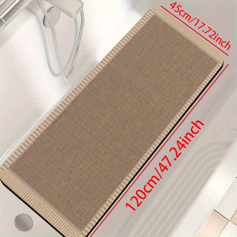 1pc Diatomite Bath Mat, Modern Striped Border Print Design, Quick-Dry Non-Slip Absorbent Floor Rug, Soft and Comfortable for Bathroom, Shower, Laundry Room, Bedroom, Doorway, Kitchen, RV Bathroom