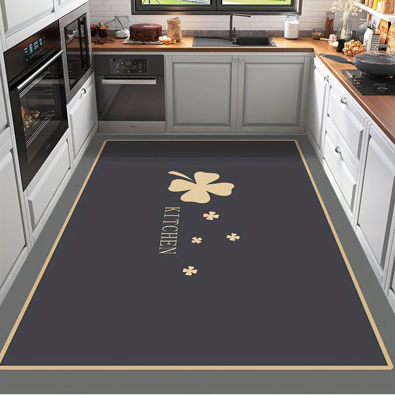 [Quick-Dry Anti-Slip Bath Mat] 1pc Quick-Dry Anti-Slip Diatom Mud Bath Mat | Soft Polyester Top & Diatomaceous Earth Backing, Stylish Golden Crown Design, Large Size for Bathroom Kitchen Balcony Bedroom, Easy Clean Durable Floor, Kitchen Decor | Modern
