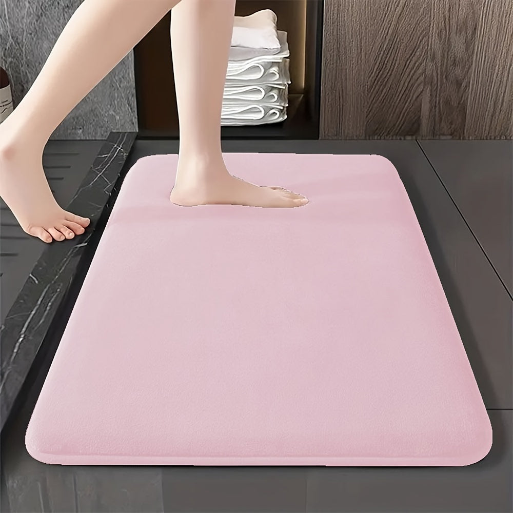 1pc Classic Minimalist Solid Color Soft Rebound Memory Foam Absorbent Non-Slip Bath Mat, Machine Washable Toilet Rug, Rugs for Bathroom, Bath Mats for Bathroom Floor Washable, Non Slip Bathtub Mat, Bathroom Mat Long, Large Bath Mat, Bathroom Rug, Shower