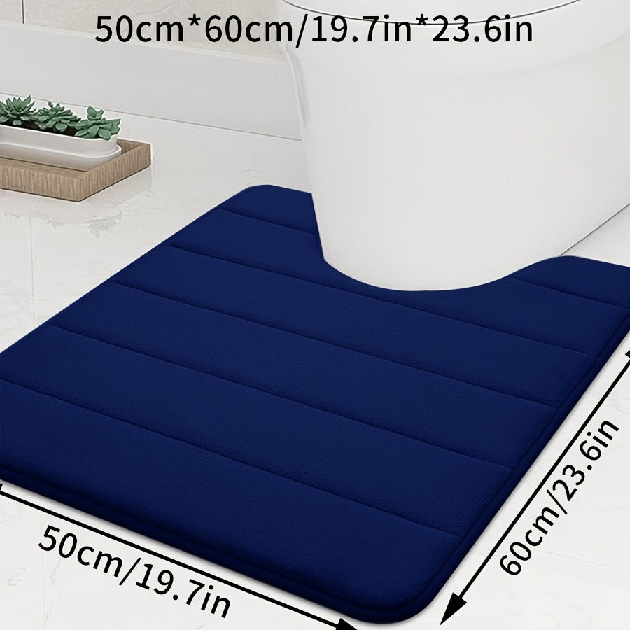 1pc U-shaped Contour. Super Soft. High Resilience Sponge. Coral Fleece. Bathroom Floor Mat, Quick Absorption, Washable, Machine Washable, Quick Drying, Thickened Non-slip Bath Mat, Carpet Soft and Comfortable, Very Suitable for Various Home Decoration