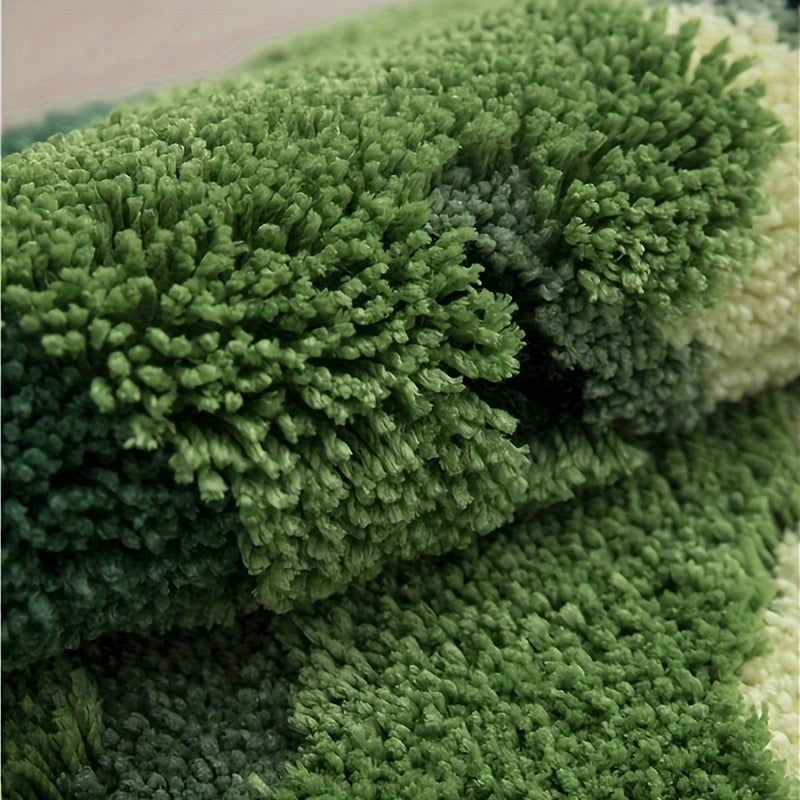 Ultra-Soft Plush Moss-Shaped Bath Mat with Non-Slip TPR Backing - Super Absorbent Polyester, Machine Washable Rectangular Rug for Bathroom Decor