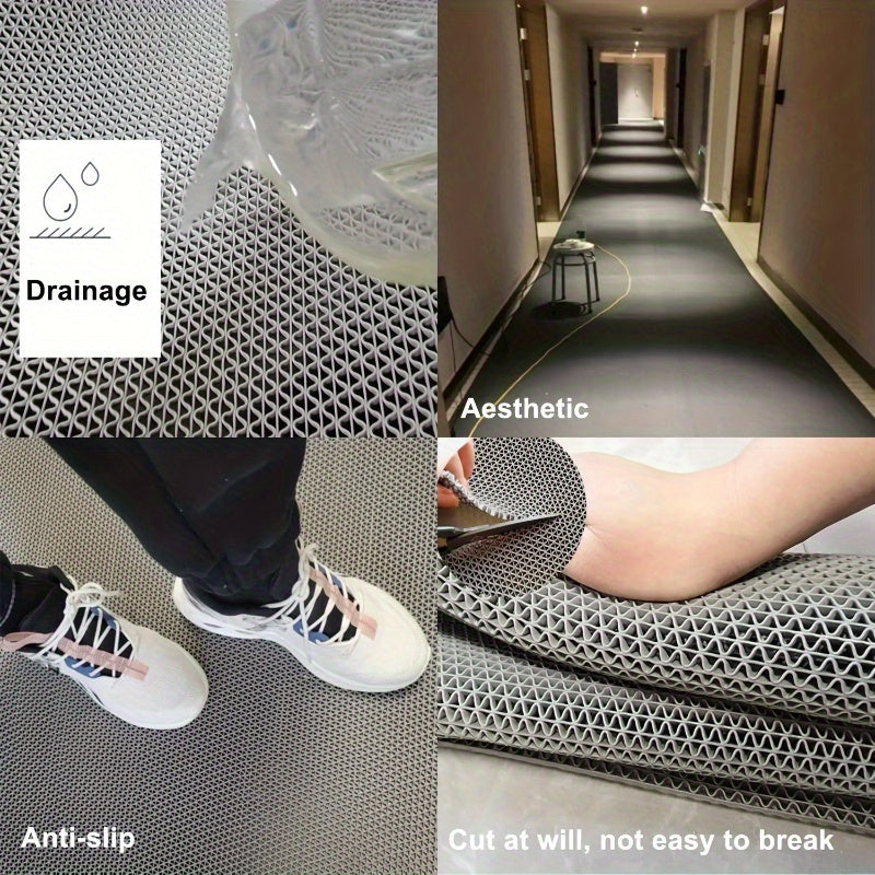 [Non-Slip Bath Mat] Non-Slip S-Shaped Hollow Bath Mat - High Quality Anti-Skid Safety Floor Mat with Geometric Design, Easy-to-Clean 100% Polypropylene Fibers for Bathroom & Kitchen, Hand Wash Only, Modern Floor Decor