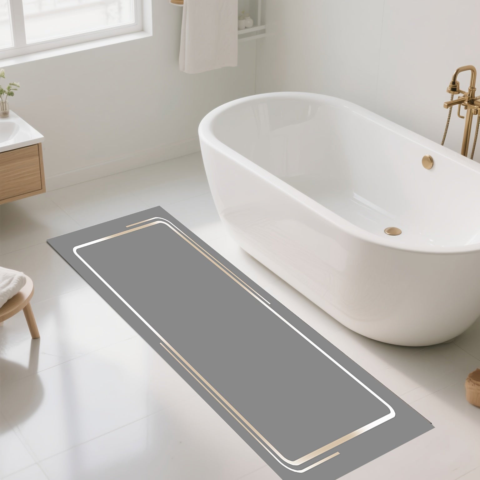 [Non-Slip Mat] 1pc Non-Slip Diatomaceous Earth Mat - Absorbent, Machine Washable, Rectangular Anti-Slip Rubber Mat with Black Border, 1000g/m², Ideal for Bathroom, Kitchen, and More