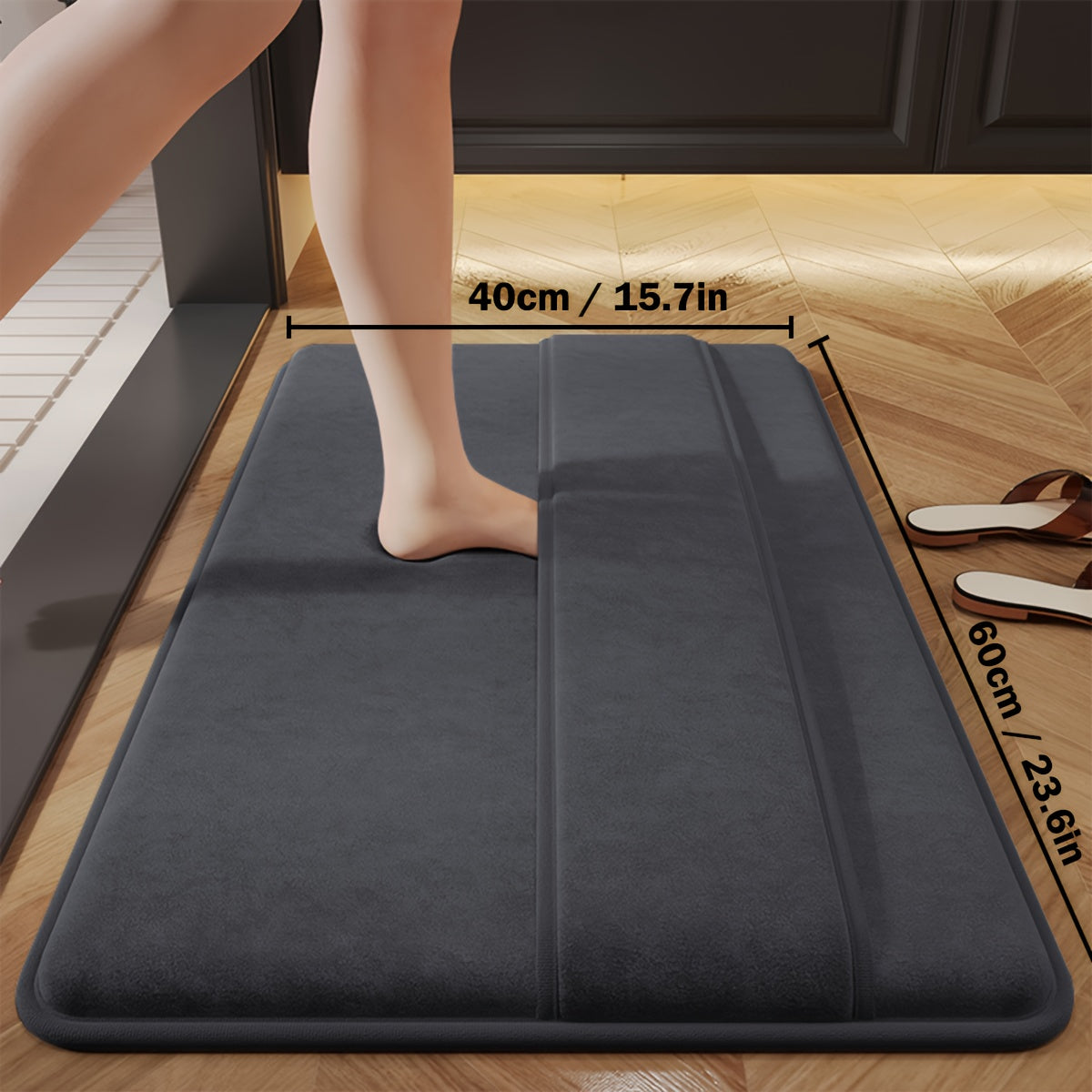 Thickened Absorbent Bathroom Mat Non-Slip Bath Foot Scrubber with Back Wipe Quick-Dry Pad
