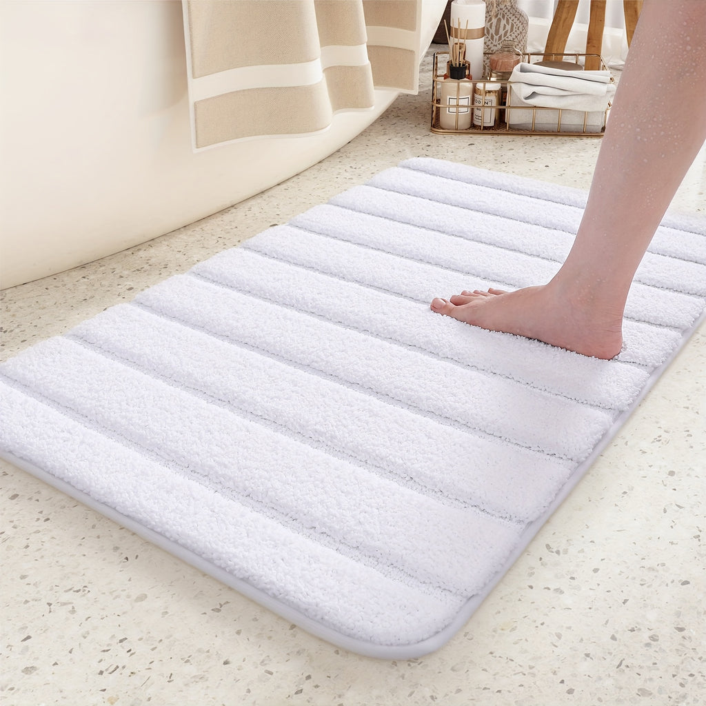 1pc Non Slip Bath Mat, Super Absorbent Floor Mat, Rubber Backing Bathroom Rug, Machine Washable Shower Mat for Bathroom, Laundry, Shower, Tub, Floor, Bathroom Accessories And Home Decor