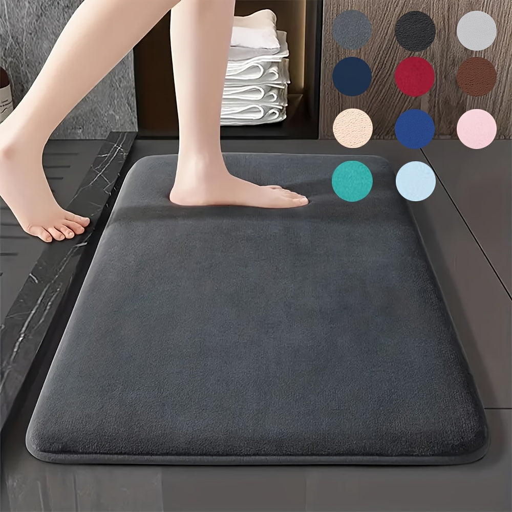 1pc Classic Minimalist Solid Color Soft Rebound Memory Foam Absorbent Non-Slip Bath Mat, Machine Washable Toilet Rug, Rugs for Bathroom, Bath Mats for Bathroom Floor Washable, Non Slip Bathtub Mat, Bathroom Mat Long, Large Bath Mat, Bathroom Rug, Shower