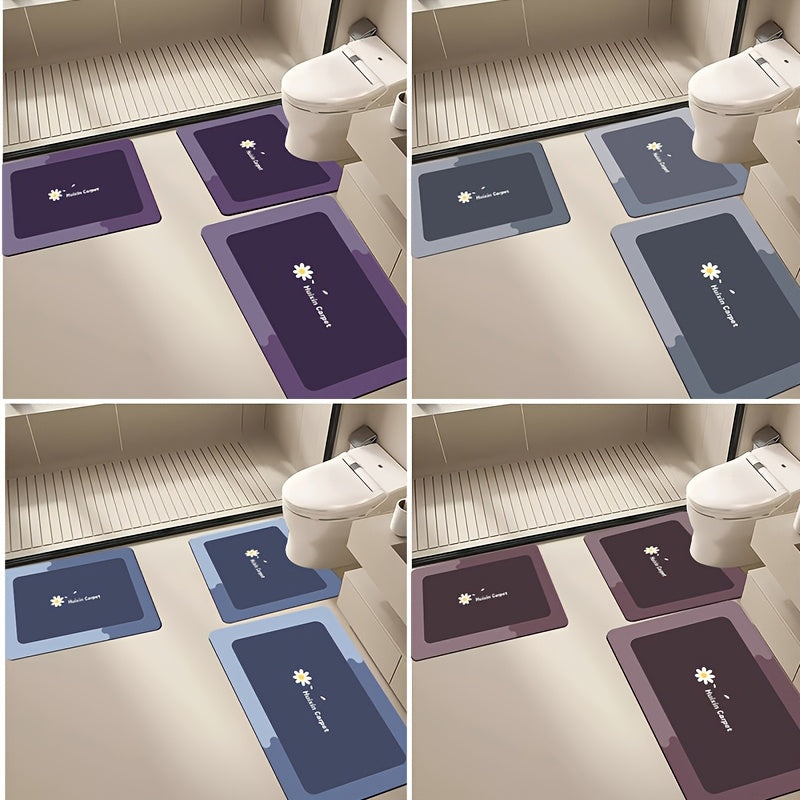 A Set of 3pcs, Soft And Absorbent Bathroom Non-Slip Mats, U-Shaped Toilet Mat, Floor Carpet, Absorbent Floor Mat, Sink Mat, Entrance Door Mat, Bathtub Mat, Simple European And American Style Toilet Mat, Non-Slip Design, Comfortable for Feet, Easy to Wash,