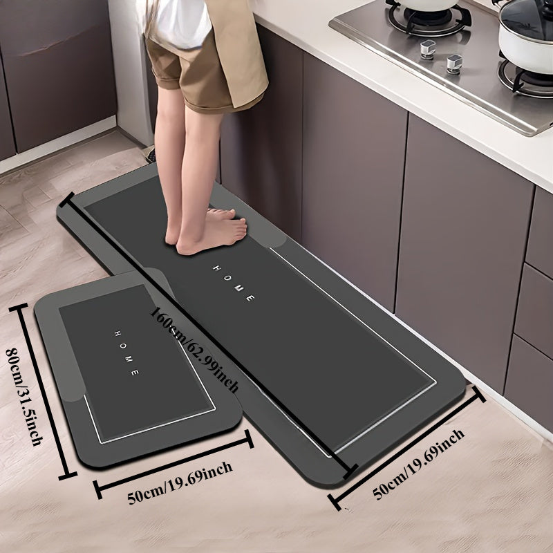 [2pcs Super Absorbent Bath Mats] 2pcs Super Absorbent & Fast-Drying Diatomaceous Earth Kitchen & Bath Mats | Anti-Slip, Durable Polyester Fabric with Rubber Backing, Machine Washable for Bathroom, Living Room, Kitchen Floor Protection, Sleek Mat Design